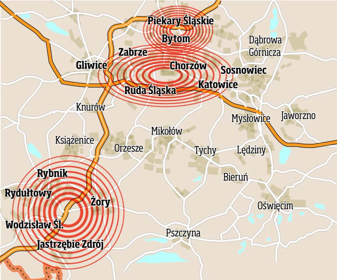 Mapa kopalni na Śląsku: gdzie występują niebezpieczne wstrząsy?
